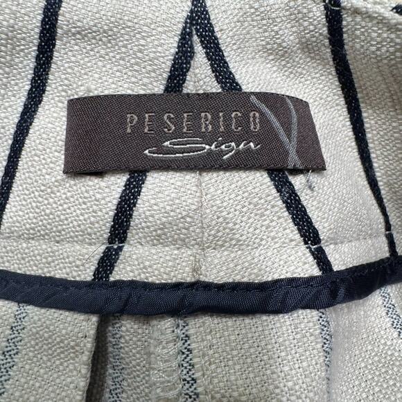 Peserico Pants Women EU38 Ivory Brown Pinstriped Cotton Trouser Leg High Rise - Picture 2 of 16